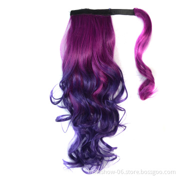 Hot sell kinky curly ponytail hair synthetic ombre color ponytail hair